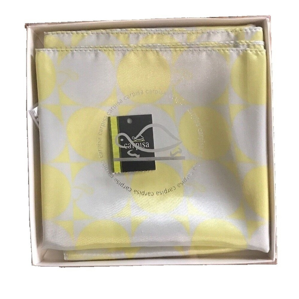 Carpisa Women's New Yellow Polka Dot Scarf in Box 21" Square Silky